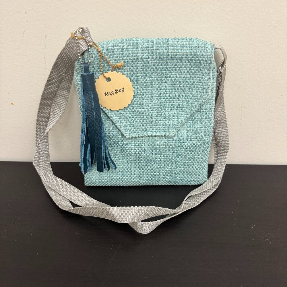 Rag Bag - Shoulder or Crossbody bag - Handmade in the USA Light Teal color
